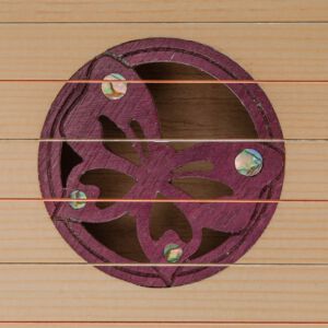 Schalllochrosette "Schmetterling" aus Purpleheart und Perlmutt
